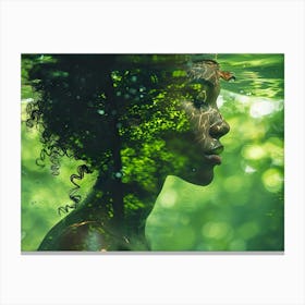 Portrait Of A Woman Underwater Canvas Print