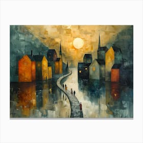 Sunset In The City, Cubism Canvas Print