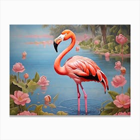 Colorful Flamingo Painting Canvas Print