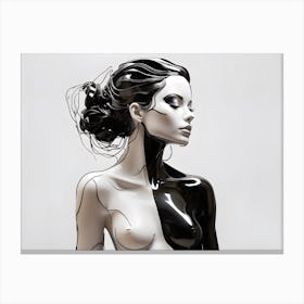 Black And White Woman Canvas Print