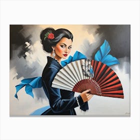 Stylish Lady With A Fan Canvas Print