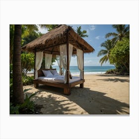 Bed On The Beach Canvas Print