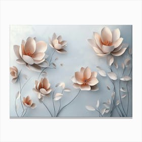 3d Art with Simple Floral Painting Light Gray Background 1 Canvas Print