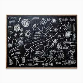 Blackboard Art Showcasing The Creative Chaos Of Chalk White Strokes Swirling With Abstract Circles A (1) 2 Canvas Print