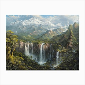 Waterfalls In The Mountains 2 Canvas Print