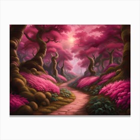 Pink Forest Path Canvas Print