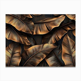 Grunge Bronze Banana Leaves Canvas Print