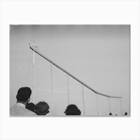 Crowd Watch Daredevil Preparing To Dive Into Water From Cycle Down Elevated Incline, State Fair, Donaldsonville, Canvas Print