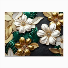 Gold And White Flowers 10 Canvas Print