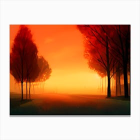 Sunset In The Forest Canvas Print