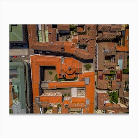 Top down view of the catholic church and european old town. Novara, Italy, Piedmont. Church in Italy. Canvas Print