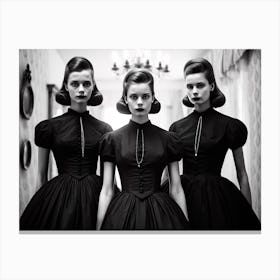 Three Women In Black Dresses Canvas Print