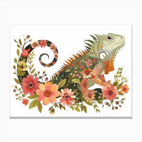 Little Floral Iguana 3 Canvas Print