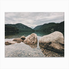 Boulders In Lake Canvas Print