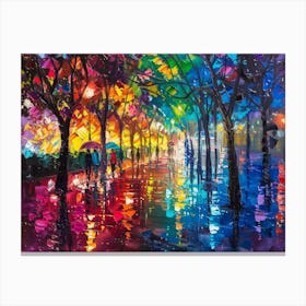 Rainy Night In The Park Canvas Print