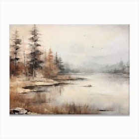 A Painting Of A Lake In Autumn 49 Canvas Print