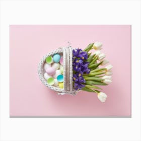 Easter Basket With Flowers 1 Canvas Print