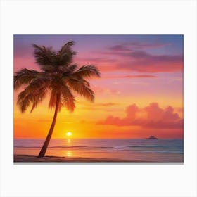 Sunset At The Beach 1 Canvas Print