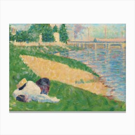 The Seine With Clothing On The Bank, Georges Seurat Canvas Print