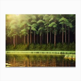 Forest Near A Lake Canvas Print