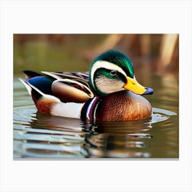 Swimming duck Canvas Print