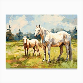 Horses Painting In Transylvania, Romania, Landscape 4 Canvas Print