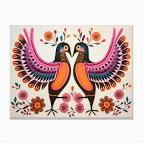 Hummingbird 3 Folk Style Animal Illustration Canvas Print
