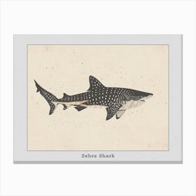 Zebra Shark Silhouette 3 Poster Canvas Print