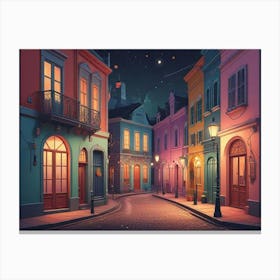 Street Scene At Night Canvas Print