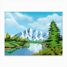 Landscape Painting Digital Design Landscape Mountains Canvas Print
