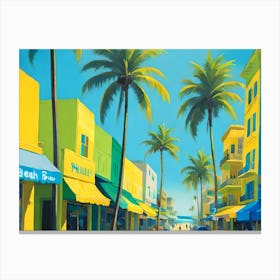 Yellow Avenue With Palm Trees 2 Canvas Print