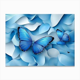 Abstract 3d Design and Prominent Blue Butterfly Canvas Print