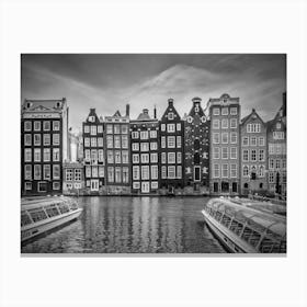 Amsterdam Damrak and Dancing Houses Canvas Print