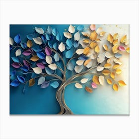 Colorful Tree With Leaves On Hanging Branches 9 Canvas Print