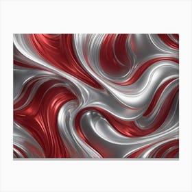 Abstract Red And Silver Swirls Canvas Print