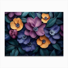 Purple Flowers Wallpaper Canvas Print