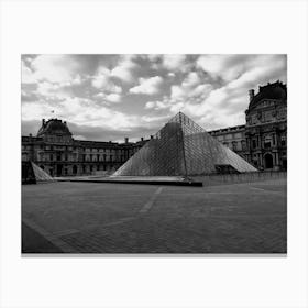 Black and White Louvre Pyramid with Clouds (Paris Series) Canvas Print