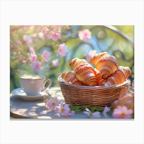 Croissants In A Basket Canvas Print