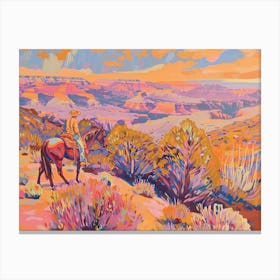 Cowboy Painting Grand Canyon Arizona 3 Canvas Print