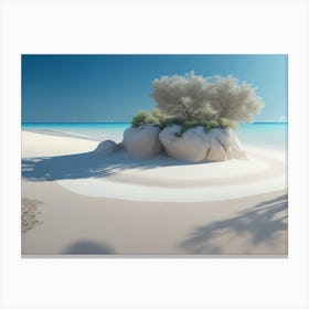 Dreamlike White Sandy Beach On An Uninhabited Island Canvas Print
