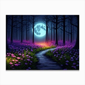 Full Moon In The Forest 2 Canvas Print