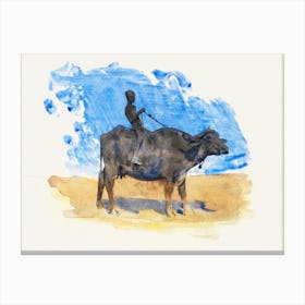 Boy On Water Buffalo From Scrapbook, John Singer Sargent Canvas Print