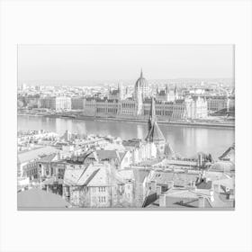 Black And White Aerial Budapest Cityscape Canvas Print