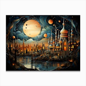 Istanbul City At Night 1 Canvas Print