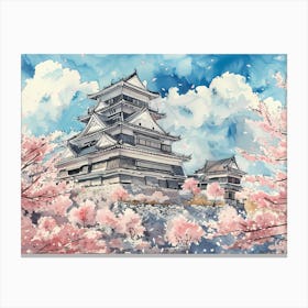 Castle And Sakura Canvas Print