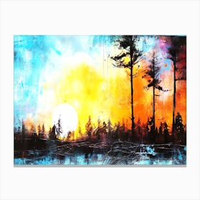 Night Falls - Sunset In The Woods Canvas Print