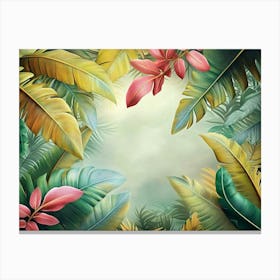 Tropical Trees and Leaves 3d Illustration Canvas Print