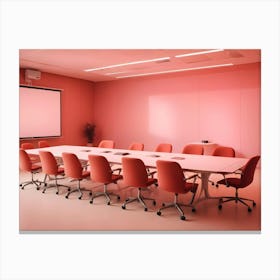 A Modern Conference Room With A Pink Color Scheme Canvas Print