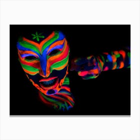 Woman With Make Up Art Of Glowing Uv Fluorescent Powder 10 Canvas Print
