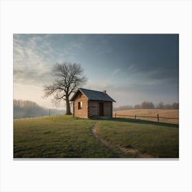 Small Log Cabin In A Field Toile